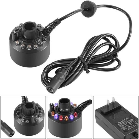 Water Mist Maker 12LED Water Atomizer for Indoor Fountain Pool Water Tank - Picture 7 of 8